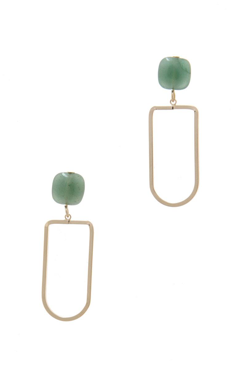 Natural Stone Metal Drop Earring