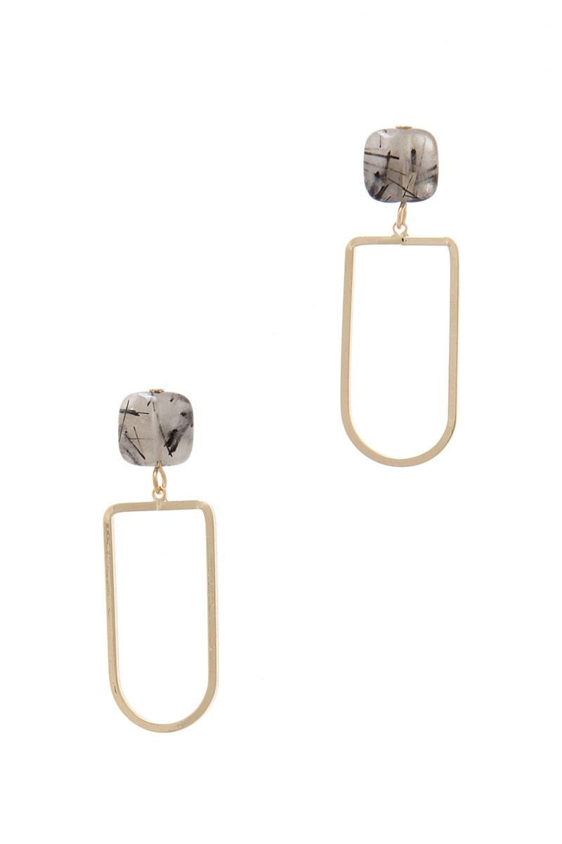 Natural Stone Metal Drop Earring