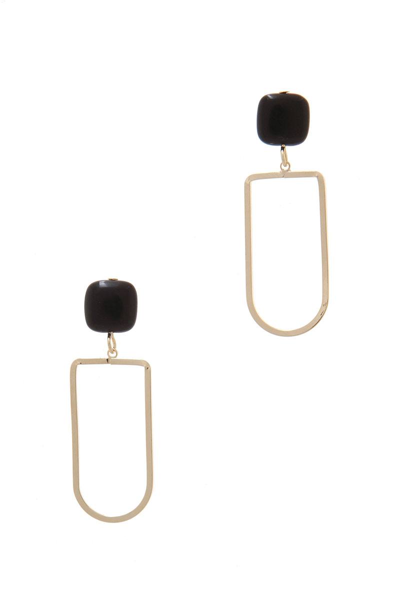 Natural Stone Metal Drop Earring