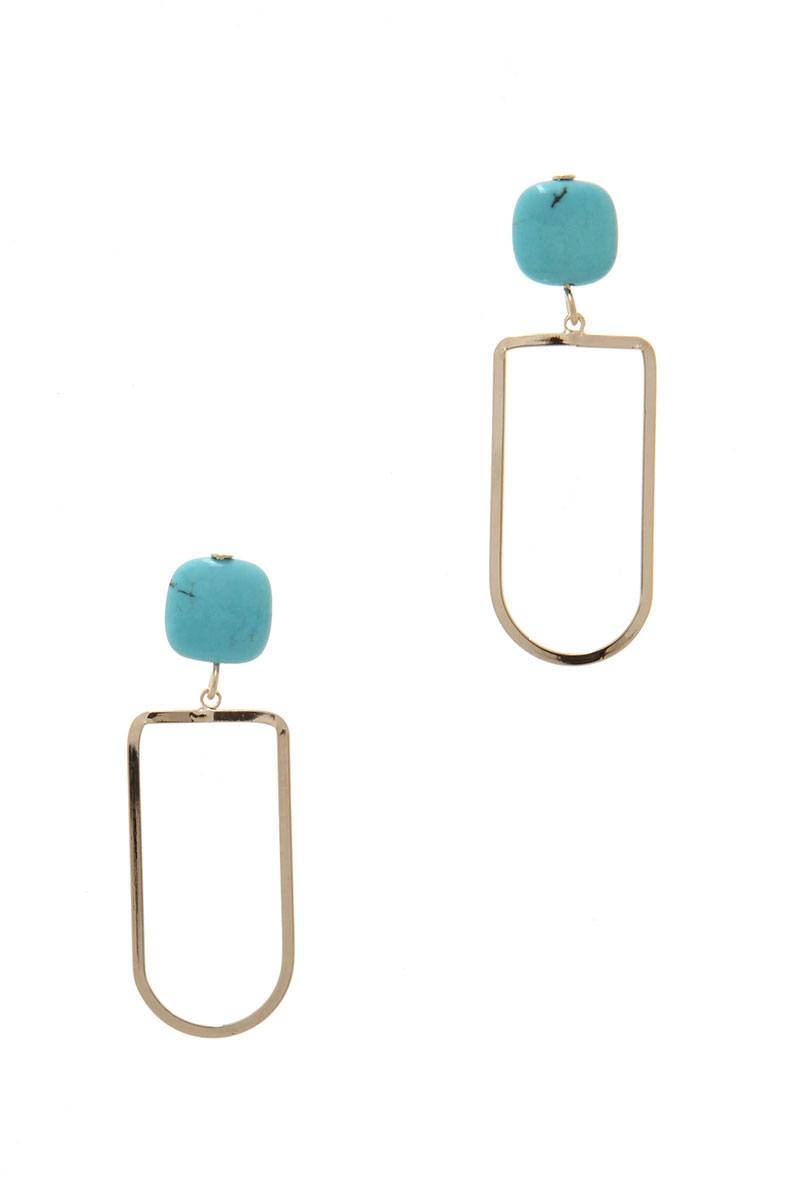 Natural Stone Metal Drop Earring