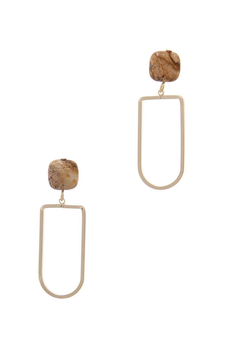 Natural Stone Metal Drop Earring