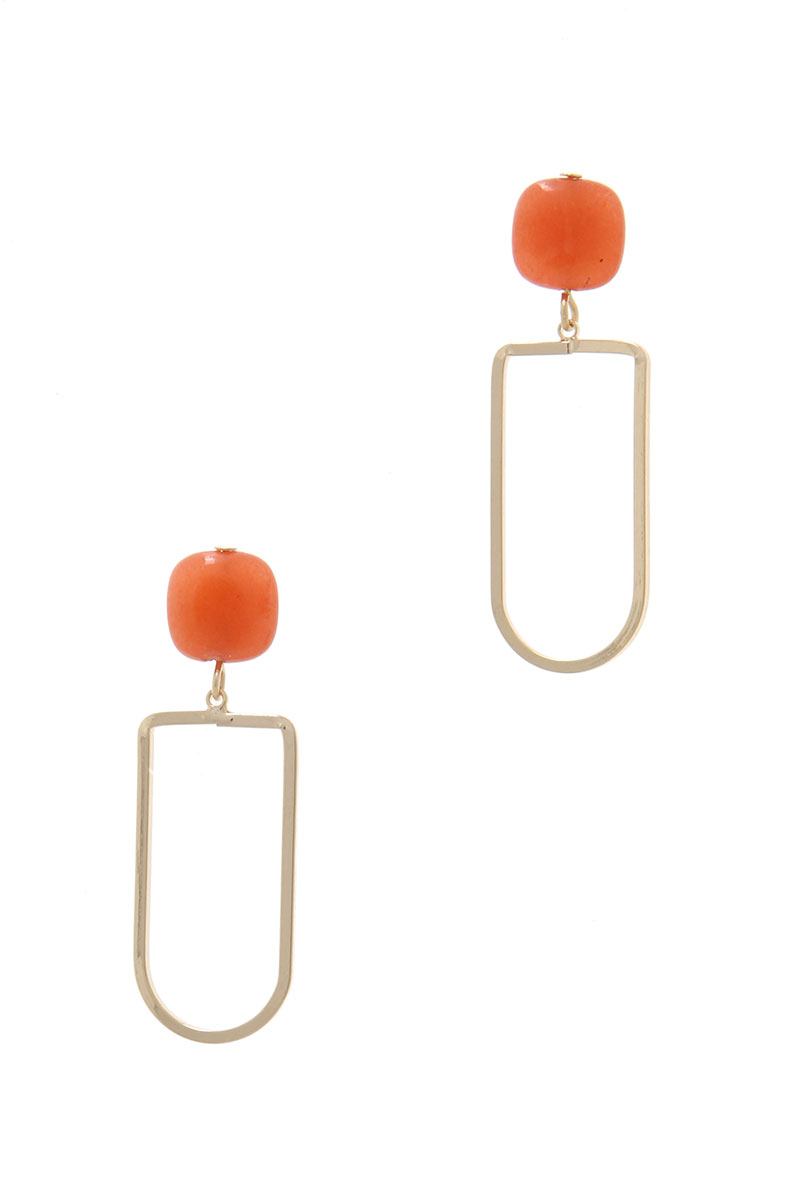Natural Stone Metal Drop Earring