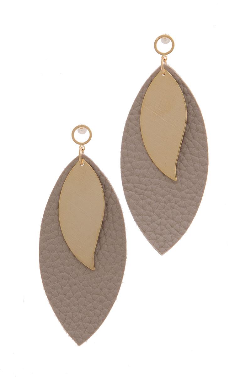 Leather Pointed Oval Post Drop Earring