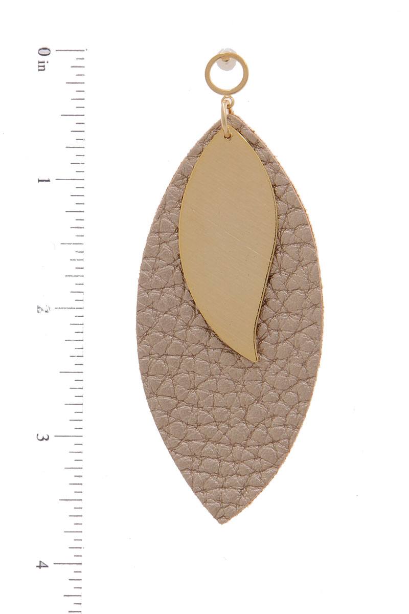 Leather Pointed Oval Post Drop Earring