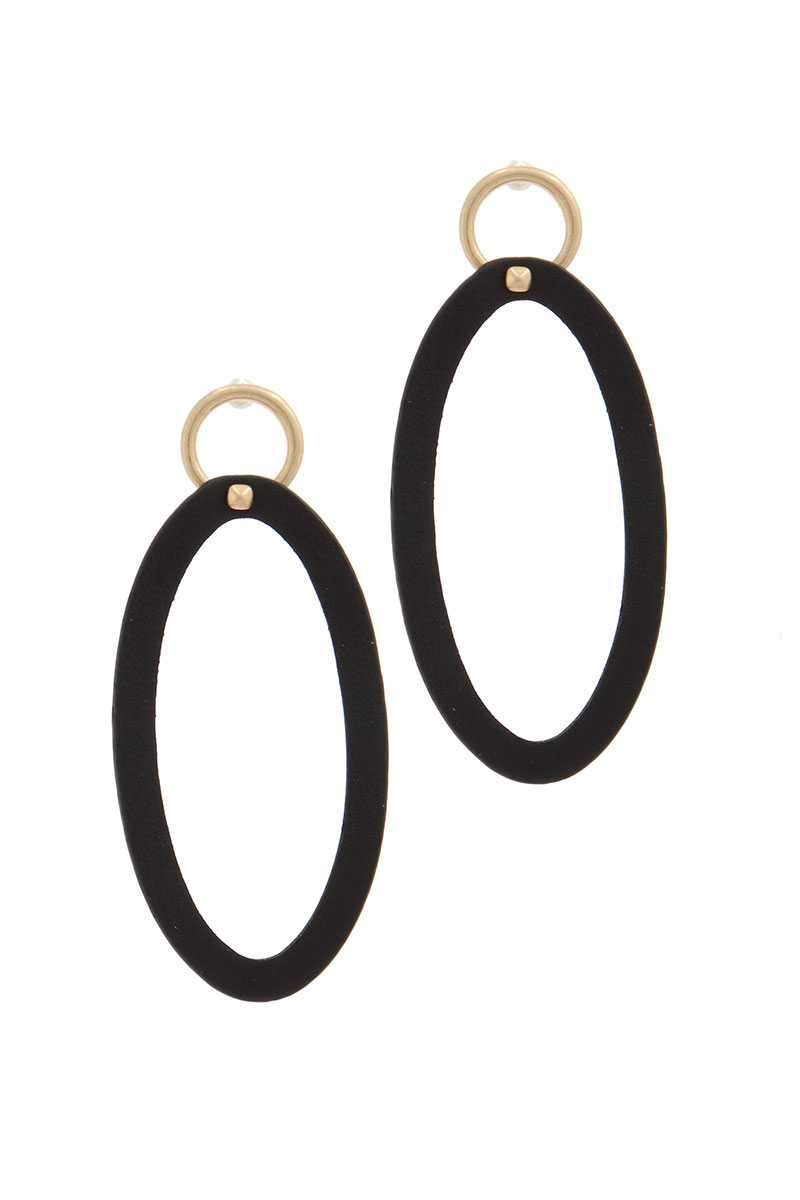 Oval Shape Circle Post Drop Earring