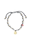 Evil Eye Coin Beaded Adjustable Bracelet