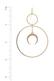 Double Circle Crescent Moon Charm Dangle Drop Earring