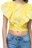 Embroidered Ruffle Sleeve Top