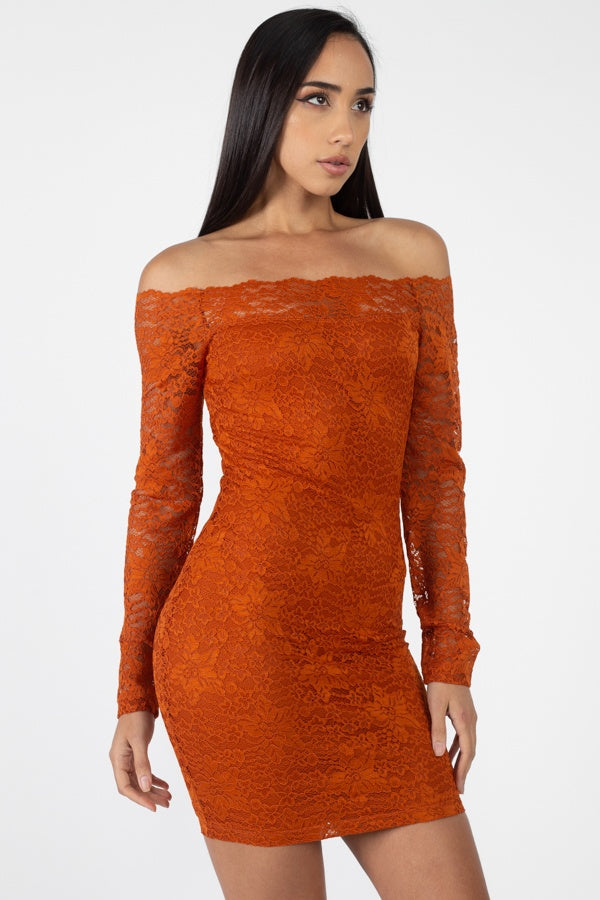 Floral Lace Off Shoulder Dress
