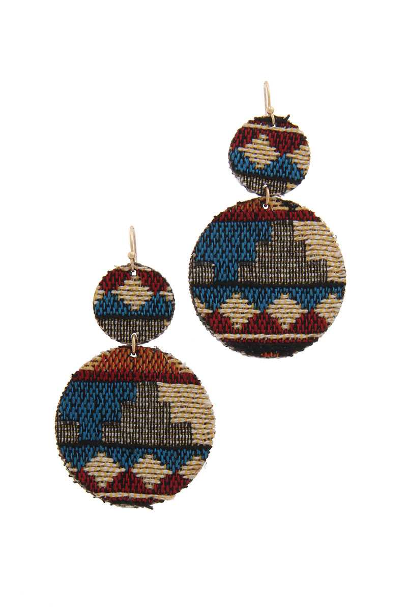 Double Circle Fabric Drop Earring