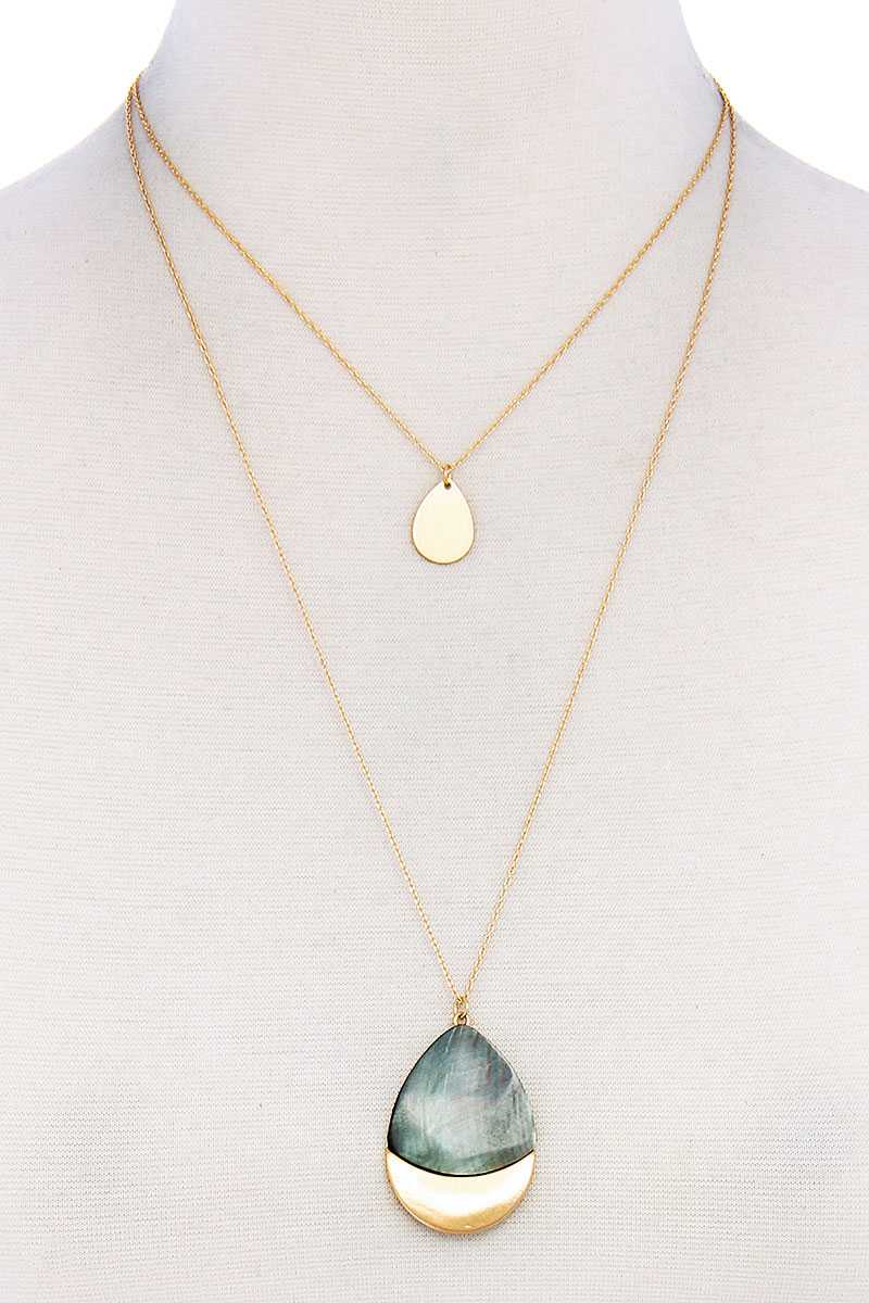 Teardrop Shape Layered Necklace