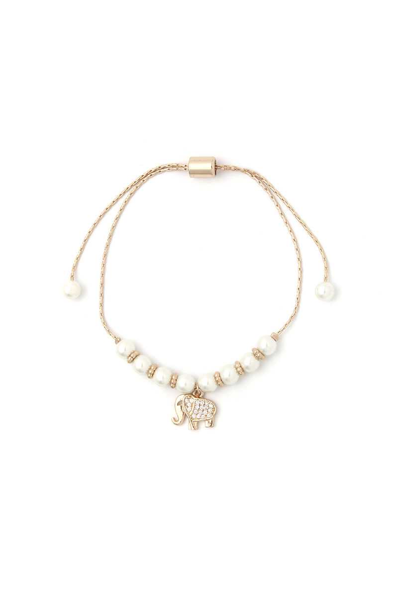 Elephant Charm Beaded Adjustable Bracelet