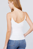 Double V-neck 2 Ply Rib Knit Cami Top