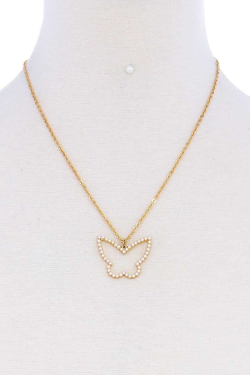 Stylish Cute Butterfly Out Line Necklace And Earring Set