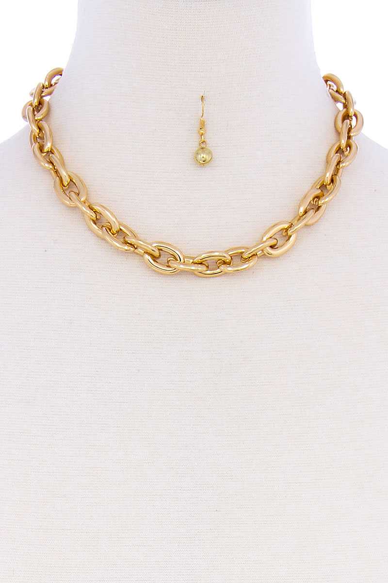 Thick Chain Stylish Necklace And Earring Set
