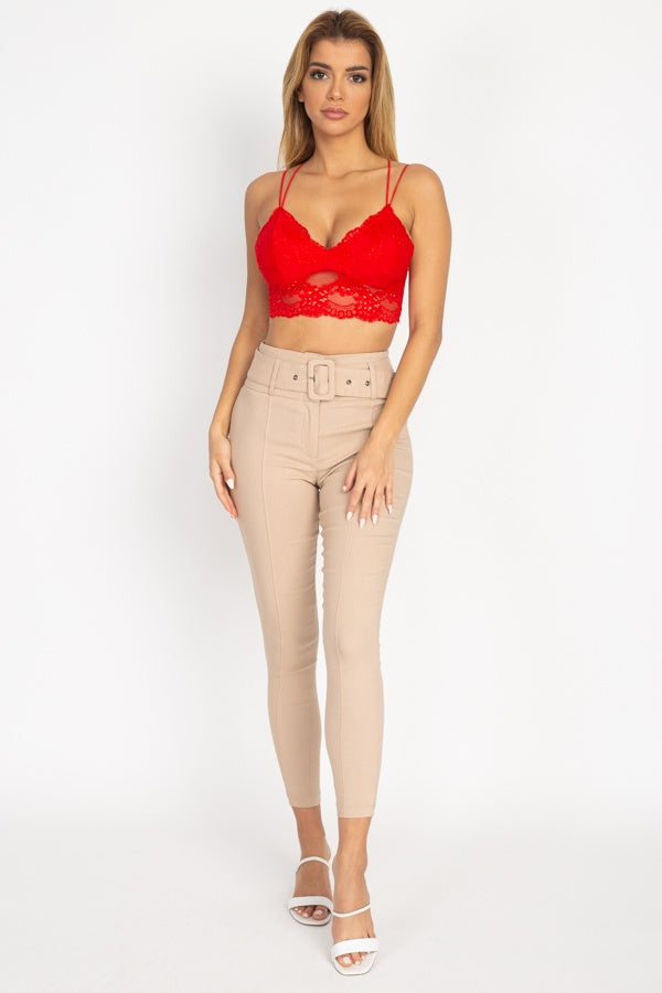 Embroidered Lace Bustier Crop Top