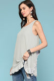 Sleeveless Back Lace Ruffle Detail Tank Top