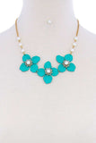 Stylish Flower And Pearl Necklace Set