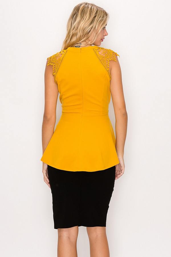 Floral Crochet Lace Belted Top