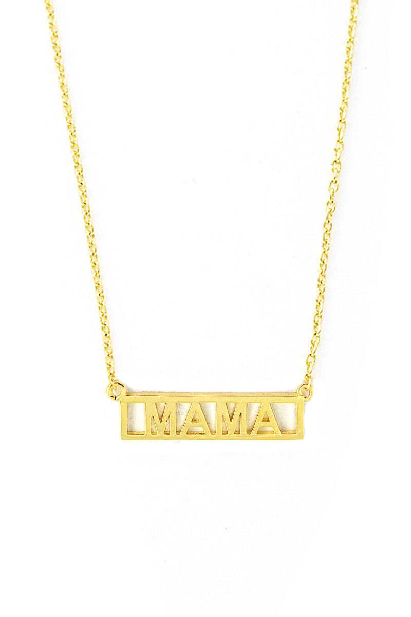 Brass Mini Mama Letter Bar Necklace
