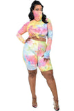 Plus Pastel Color Tie-dye 2 Piece Short Set