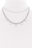2 Layered Metal Butterfly Charm Necklace