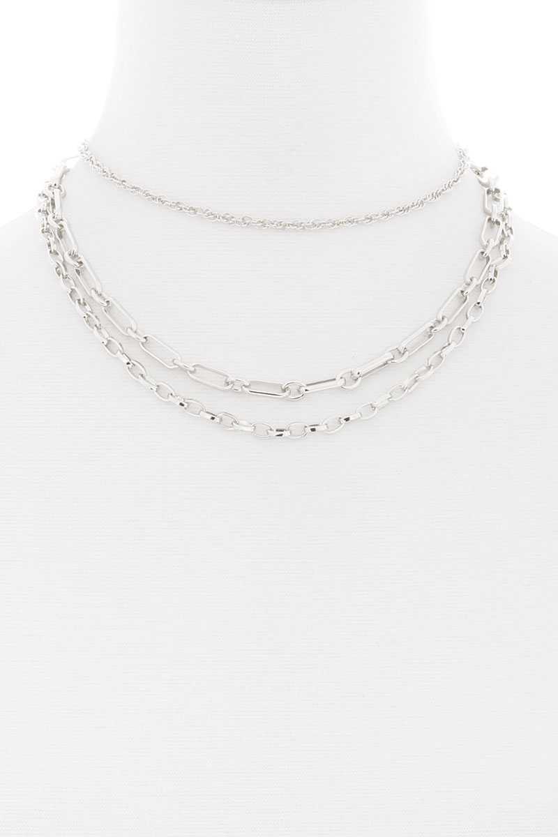 3 Layered Metal Chain Necklace