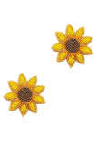 Trendy Seed Bead Flower Stud Earring