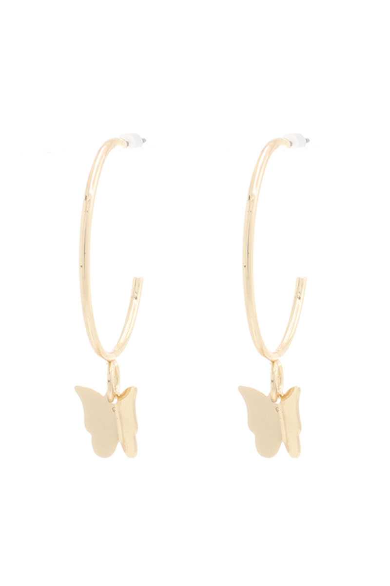Butterfly Metal Dangle Hoop Earring
