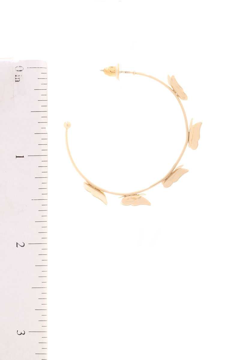 Butterfly Metal Open Hoop Earring