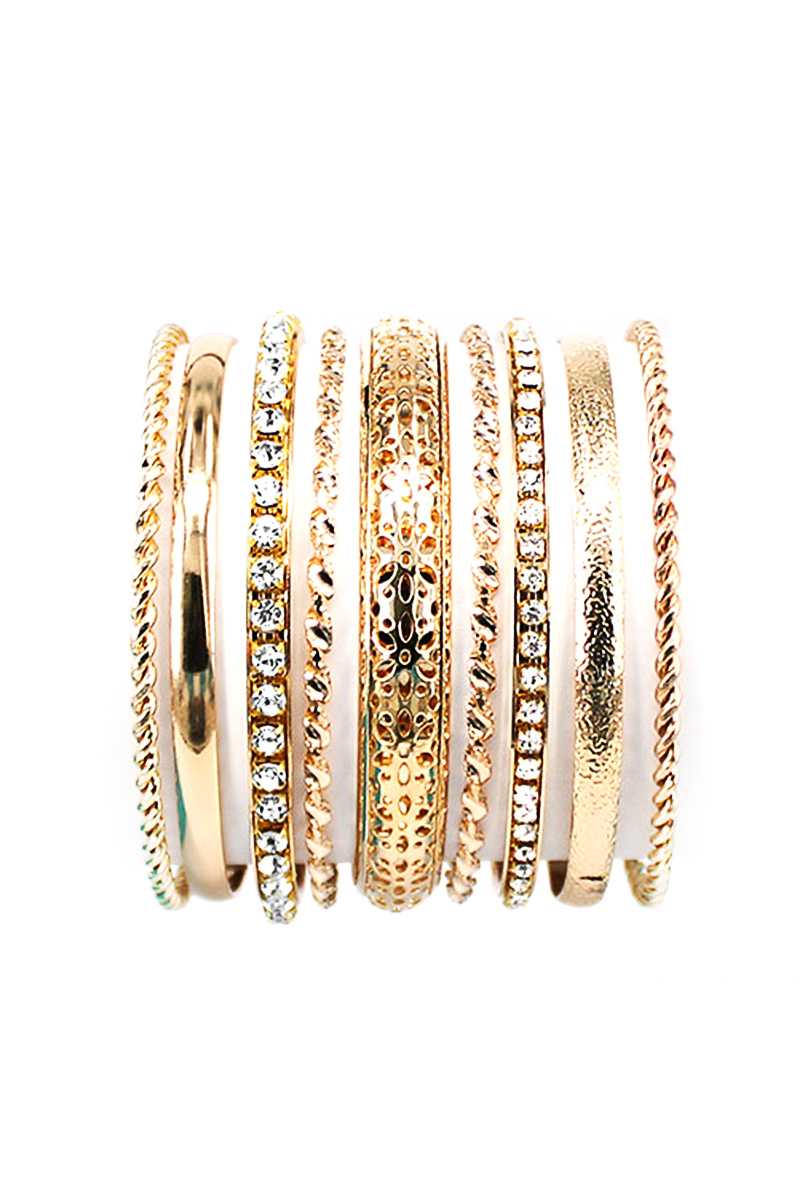 Multi Metal Bangle Rhinestone Mix Bracelet