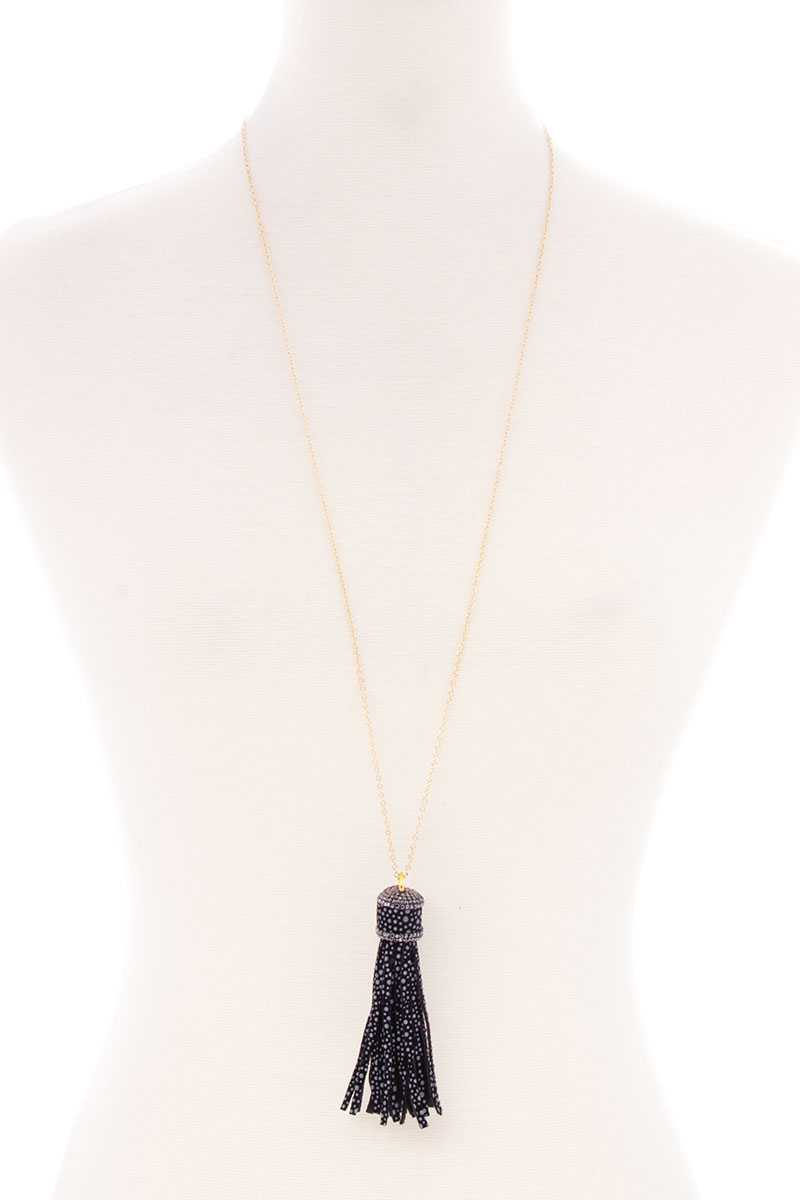 Seed Bead Tassle Long Necklace