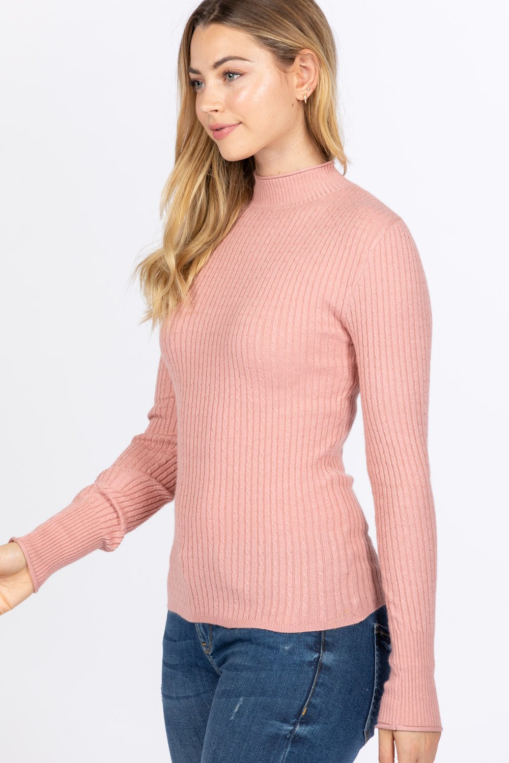 Mock Neck Viscose Sweater