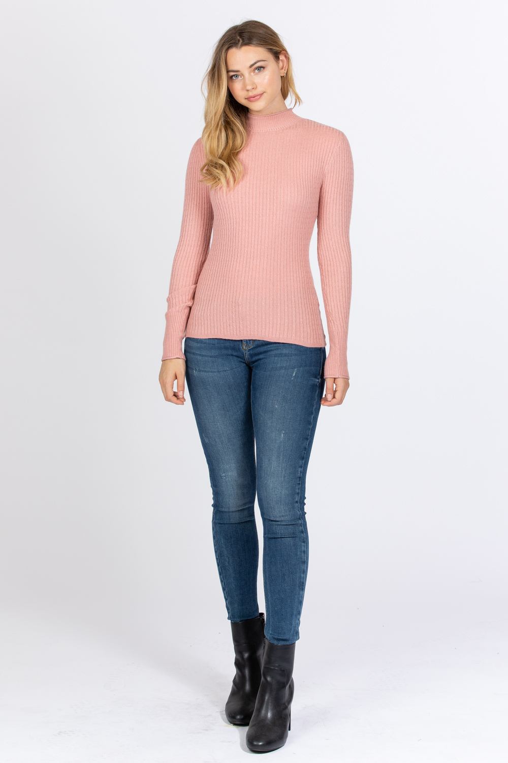 Mock Neck Viscose Sweater