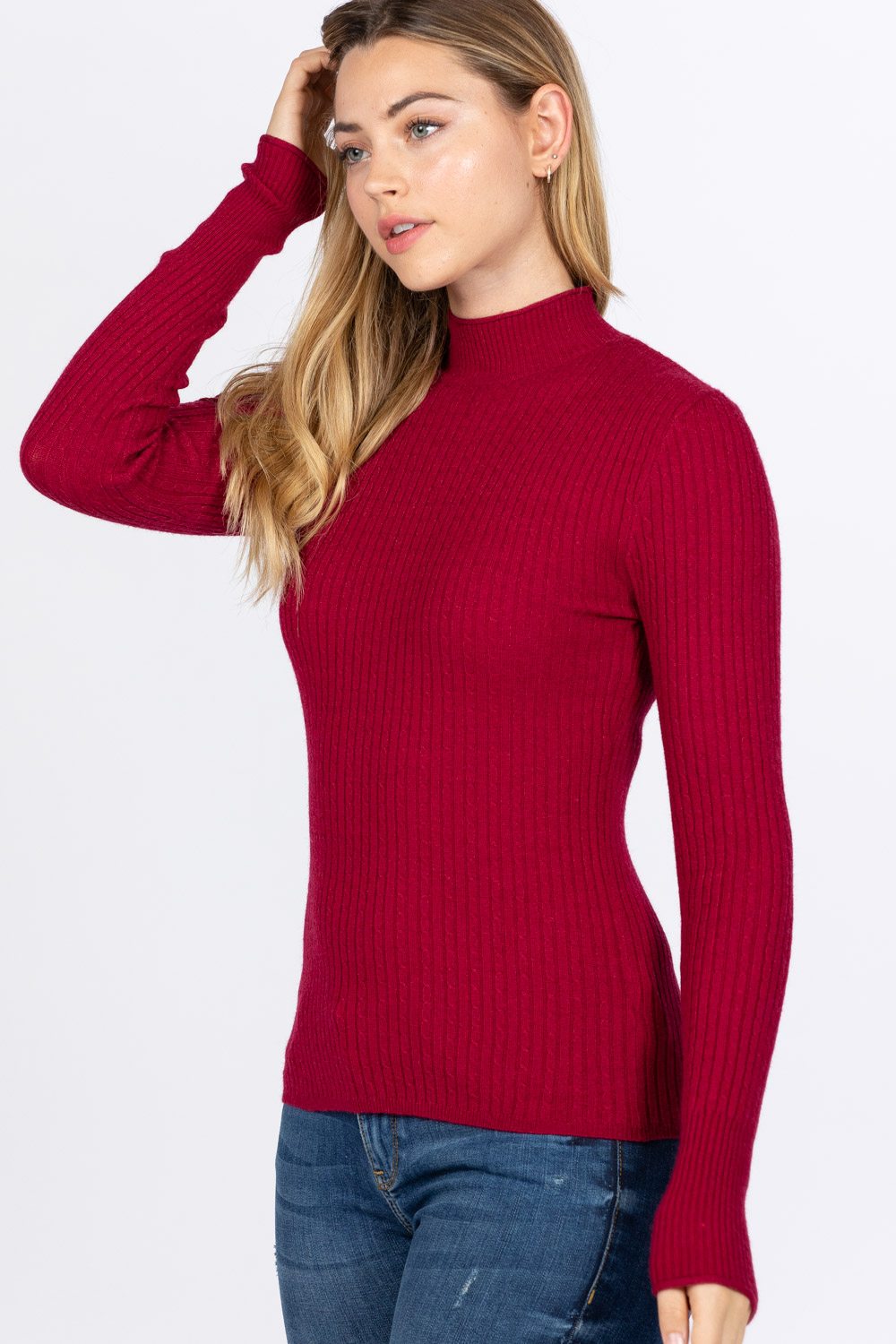 Mock Neck Viscose Sweater