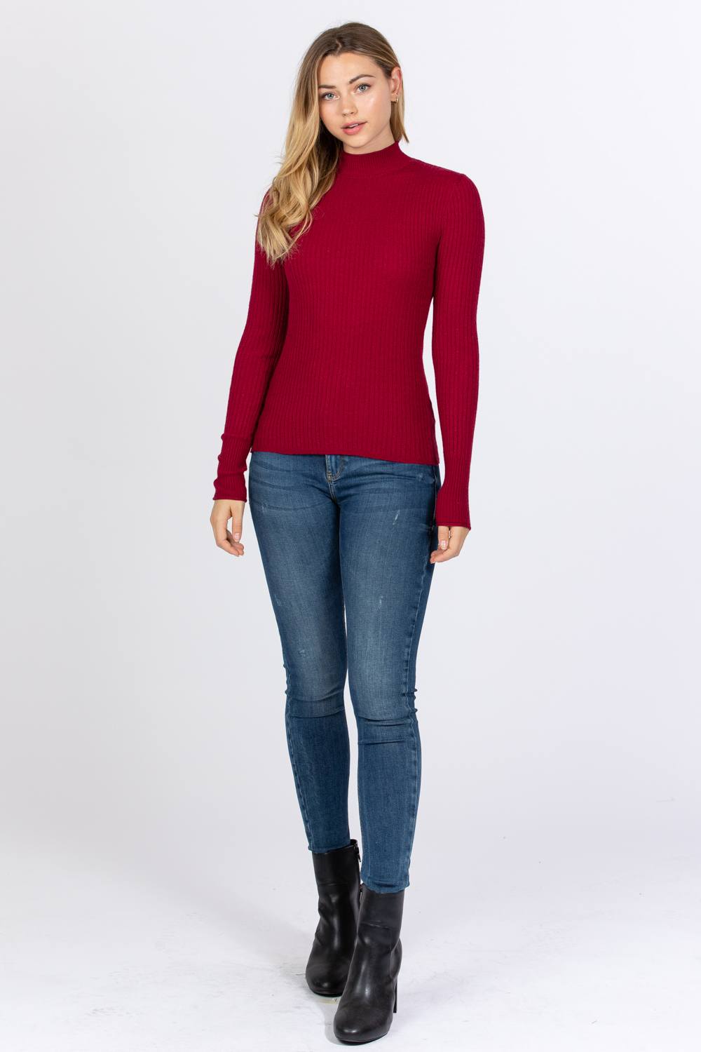 Mock Neck Viscose Sweater