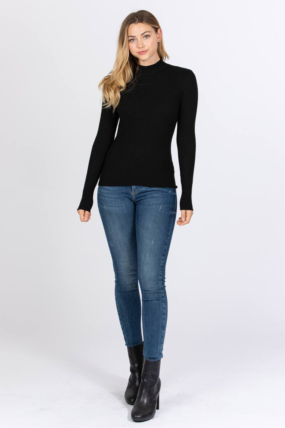 Mock Neck Viscose Sweater