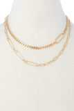 2 Layered Metal Clothing Pin Chain Multi Necklace