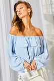 Off Shoulder Ruffle Bubble Sleeve Top