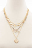 Square Shape Toggle Beaded Layered Necklace