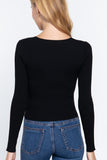 Rib Sweater Top W/front Zipper