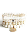 Crystal Wood Bead Stretch Bracelet Set