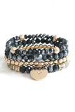 Crystal Metal Bead Stretch Bracelet Set