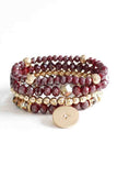 Crystal Metal Bead Stretch Bracelet Set