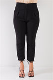 Plus Black High-waisted Classic Pegged Pants