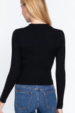 Notched Collar Zippered Sweater