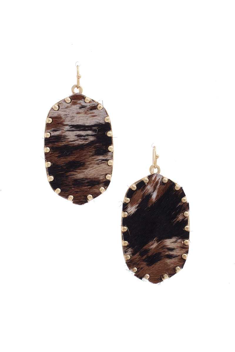 Faux Fur Stud Oval Earring