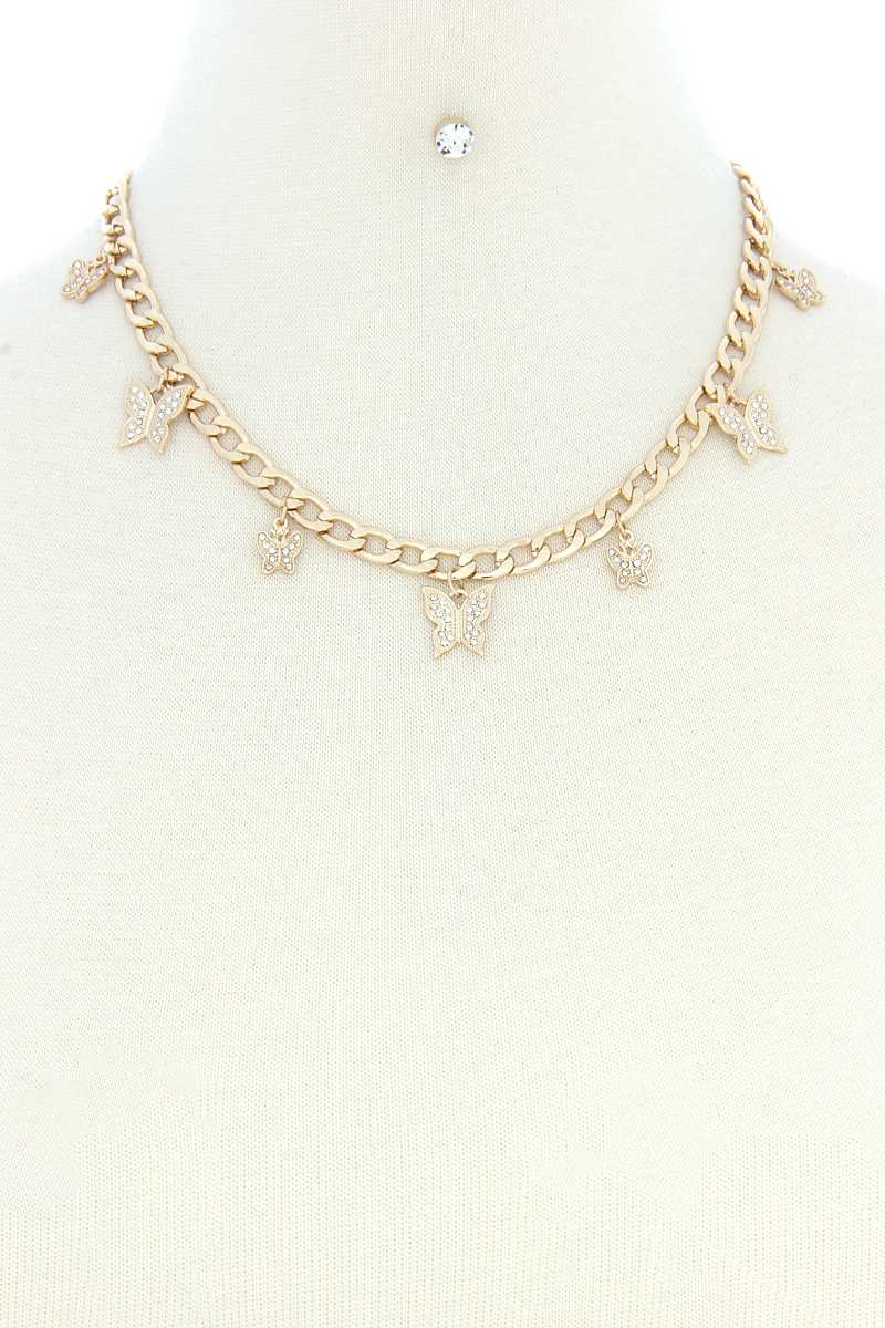 Butterfly Charm Cuban Link Necklace