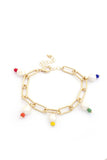 Sodajo Pearl Colorful Bead Oval Link Bracelet