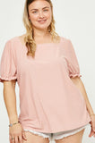 Square Neck Swiss Dot Knit Top
